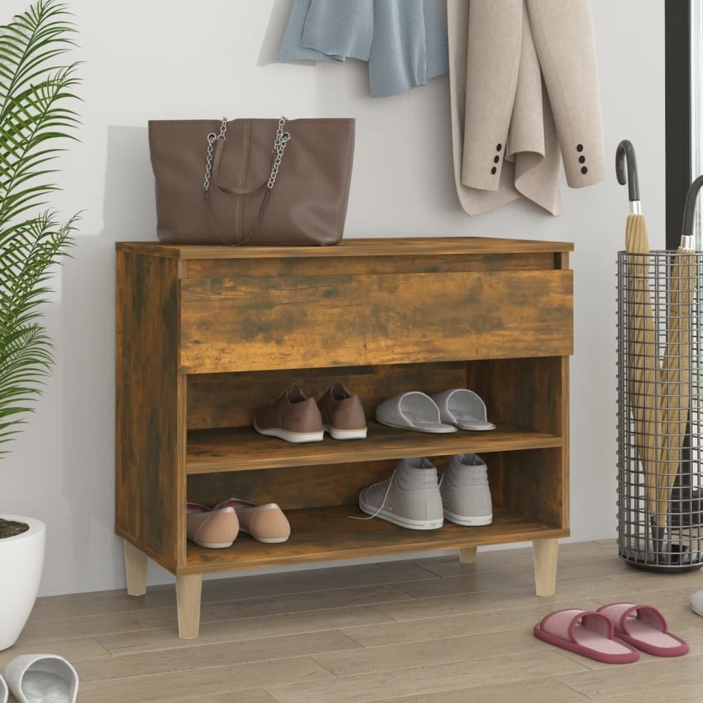 Wędzony dębowy stojak na buty 70x36x60 cm materiał drewnopochodny