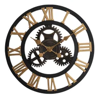 Zegary - Zegar ścienny Nero śr. 58 cm czarno-złoty z cichym mechanizmem - miniaturka - grafika 1