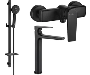 Mexen Lynx DQ40 zestaw prysznicowy, czarny - 745914DQ40-70 - Zestawy baterii łazienkowych - miniaturka - grafika 1