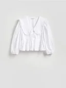 Bluzki damskie - Reserved - Bluzka z kołnierzem - biały - miniaturka - grafika 1