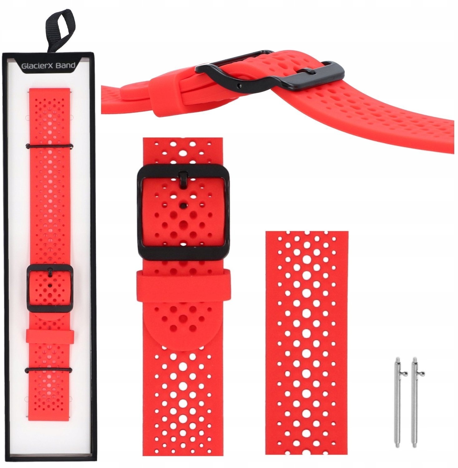 GlacierX pasek do smartwatcha Silicone Air Dot Ice Red Czerwony 22mm