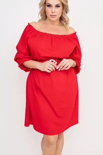 Czerwona Sukienka z paskiem VOUGI - Tono - Sukienki - miniaturka - grafika 1