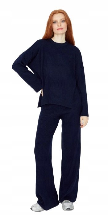 TRENDYOL GRANATOWY KOMPLET DZIANINOWY Z RĘKAWEM DŁUGIM 40 5BA