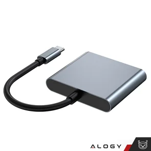 Adapter przejściówka HUB 3w1 USB-C na HDMI USB-A USB-C 4K 60Hz Alogy szary - Kable - miniaturka - grafika 10