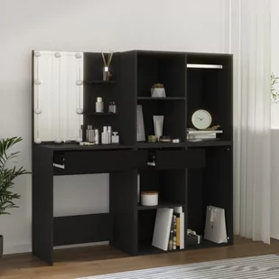 Toaletka z oświetleniem LED i szafkami, czarna Lumarko! - Toaletki - miniaturka - grafika 1
