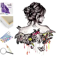 Malowanie po numerach - Dziewczyna Z Motylami - miniaturka - grafika 1