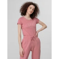 Koszulki sportowe damskie - 4F Koszulka Damska T-Shirt Pudrowy Róż L22TSD353-56S L22TSD353-56S - miniaturka - grafika 1