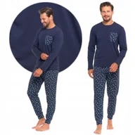 Piżamy damskie - PIŻAMA MĘSKA BAWEŁNIANA STYLOWA Z DŁUGIM RĘKAWEM I SPODNIAMI MORAJ L - miniaturka - grafika 1