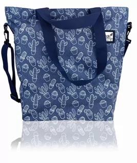 Torebki damskie - Torba Damska shopper Jeansowa denim Kaktusy Duża - grafika 1