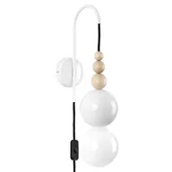 Lampy ścienne - Lampa ścienna Loft Bala biały połysk kinkiet z czarną wtyczką i włącznikiem KOLOROWE KABLE - miniaturka - grafika 1