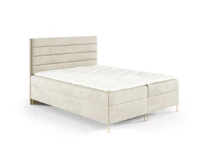 Łóżko skrzyniowe GUTTO DAKOTA 160 x 200cm 2x pojemnik na pościel TOPPER 5cm gratis beżowy welur wysokie złote nóżki - Pościel - miniaturka - grafika 1