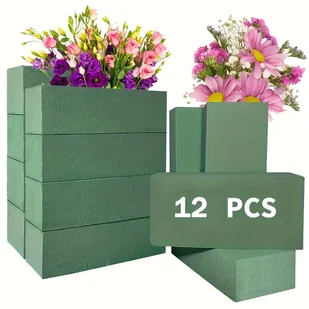 TEMU 12 Zielonych Bloków Pianki Kwiatowej, Odpowiednie do Świeżych i Sztucznych Kwiatów, Rozmiar 4.33in*2.95in*1.57in, Idealne do Sadzenia i - Rękodzieło - miniaturka - grafika 1