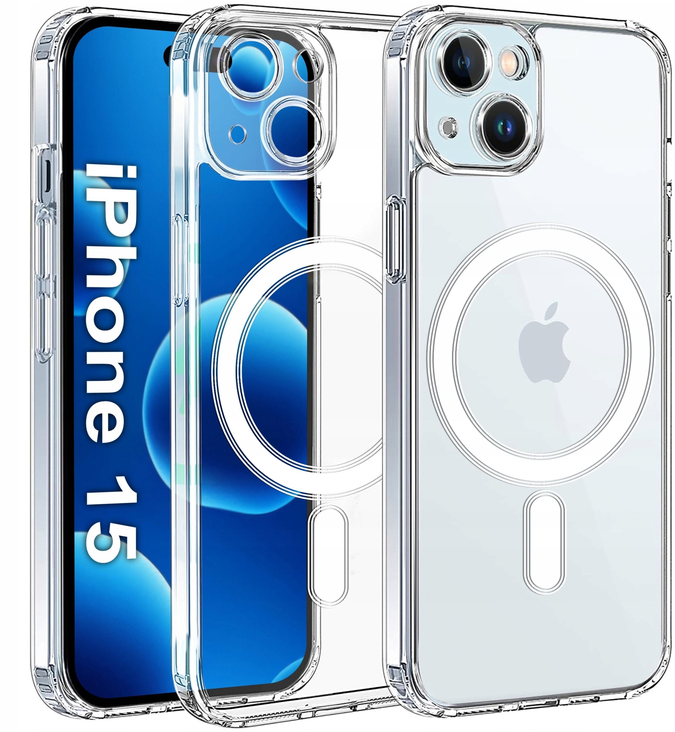 Etui Magnetyczne Przezroczyste do iPhone 15do MAGSAFE CASE + Szkło 9H