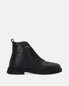 Botki damskie - Krótkie skórzane botki damskie z ociepleniem - Venezia - miniaturka - grafika 1