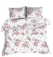 Pościel - Pościel flanelowa 140x200 biała różowa kwiaty 1436 Flanela Max - miniaturka - grafika 1