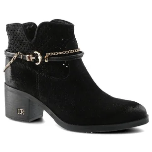 Czarne Botki Damskie Carinii Stylowe Buty Jesienne - Botki damskie - miniaturka - grafika 1