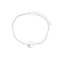 Bransoletki - Srebrna 925 bransoletka koniczyna cyrkonia serce - miniaturka - grafika 1