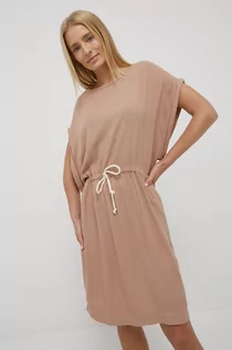 Sukienki - Deha sukienka kolor brązowy mini oversize - grafika 1