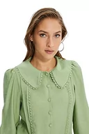 Koszule damskie - Trendyol Damska koszula o regularnym kroju Basic Piotruś Pan z kołnierzem tkana, miętowa, 36, Miętowy, 62 - miniaturka - grafika 1