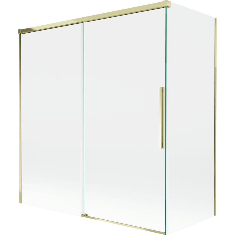 Mexen Rox parawan nawannowy 2-skrzydłowy rozsuwany 150 + 70 x 150 cm, transparent, złoty - 8C9-150-070-50-00