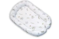 Kokony niemowlęce - Gniazdko niemowlęce Prestige natural cotton 55x80 białe liście gałązki materacyk pozycjonujący - miniaturka - grafika 1