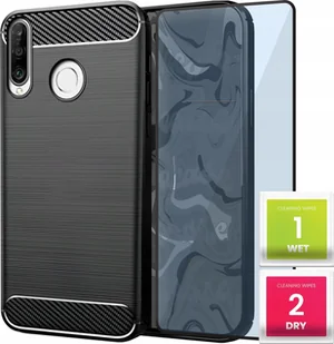 Hello Case Etui Do Huawei P30 LITE Pancerne, Karbon, Karbonowe, Czarne Szkło 5D - Etui i futerały do telefonów - miniaturka - grafika 1