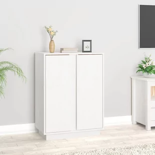 Lumarko Szafka, biała, 60x35x80 cm, lite drewno sosnowe - Szafki do salonu - miniaturka - grafika 1