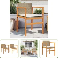 Fotele i krzesła ogrodowe - The Living Store Krzesła ogrodowe z poduszką 2 szt. Beżowy polirattan lite drewno - miniaturka - grafika 1