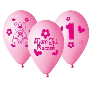 Gemar Balloons Balony 12", "Mam już Roczek", różowe, GEMAR, 5 szt GB-MU1G - Baby shower i roczek - miniaturka - grafika 1