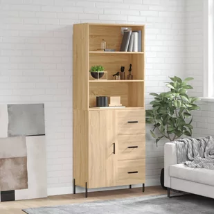 vidaXL Witrynka, dąb sonoma, 69,5x34x180 cm, materiał drewnopochodny - Witryny - miniaturka - grafika 1