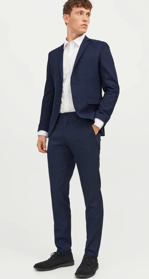 JACK&JONES GARNITUR MĘSKI GRANATOWY ELEGANCKI Z WEŁNĄ 48 17BA