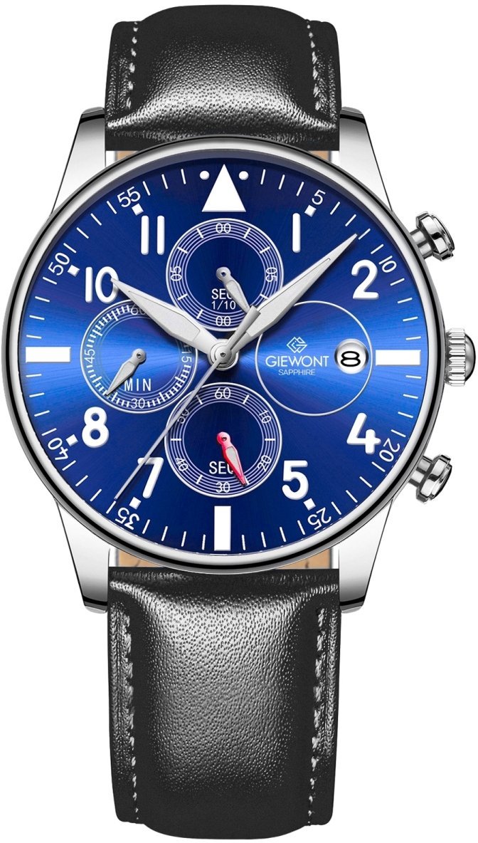 Zegarek Giewont Zegarek Męski Chronograph Sapphire Czarno Niebieski GW5630-A3
