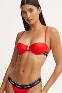 Stroje kąpielowe - Calvin Klein biustonosz kąpielowy kolor czerwony lekko usztywniona miseczka KW0KW02427 - miniaturka - grafika 1