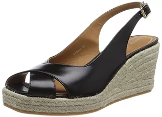 Espadryle damskie - Geox Damskie sandały D PANAREA espadryle Wedge Sandal, czarne, 36 EU, czarny, 36 EU - grafika 1