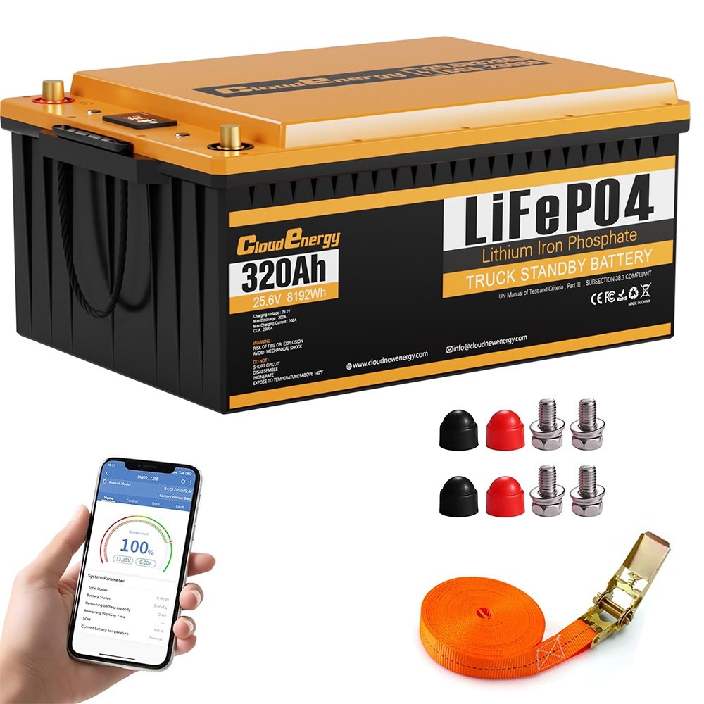 Akumulator LiFePO4 Cloudenergy 25,6V 320Ah, energia 8192Wh, ponad 6000 cykli, wbudowany BMS 200A