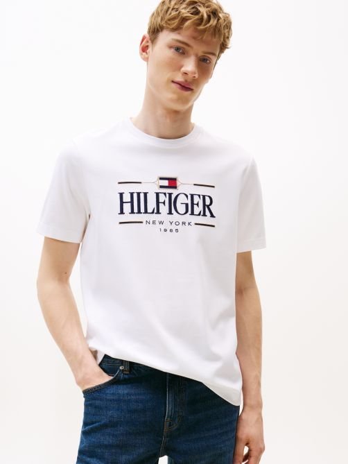 t-shirt uomo tommy hilfiger mw0mw39585 icon ybr white