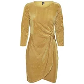 Sukienki - Sukienka damska Vero Moda Mella elegancka złota welurowa-M - VERO MODA - miniaturka - grafika 1