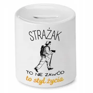 Skarbonki - SKARBONKA DLA STRAŻAKA NIE ZAWÓD TO STYL ŻYCIA z Nadrukiem ze Zdjęciem + Opakowanie na prezent (wzór 02) - miniaturka - grafika 1