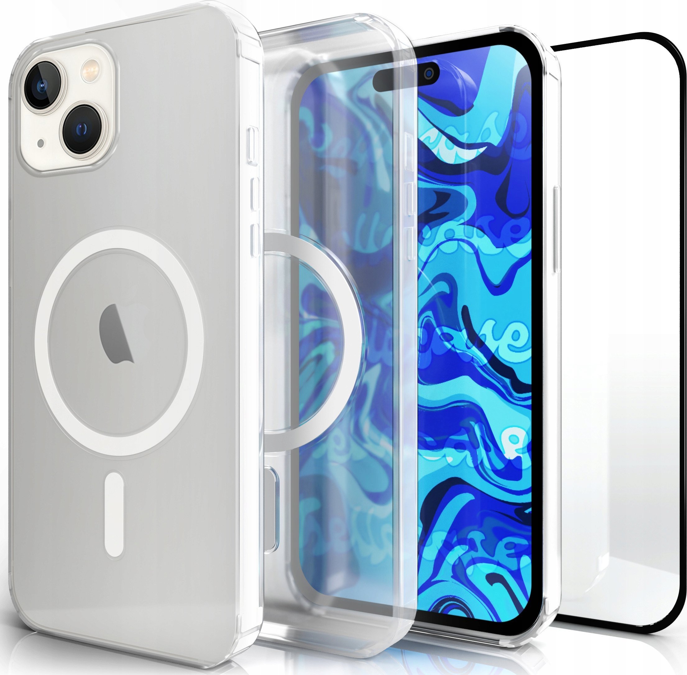 Hello Case Etui Magsafe Do iPhone 15 Magnetyczne Pancerne Clear Obudowa SZKŁO 5D 9H