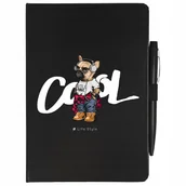 Notesy i bloczki - NOTATNIK CZARNY A5 W LINIE DŁUGOPIS MODERN Wzory - miniaturka - grafika 1