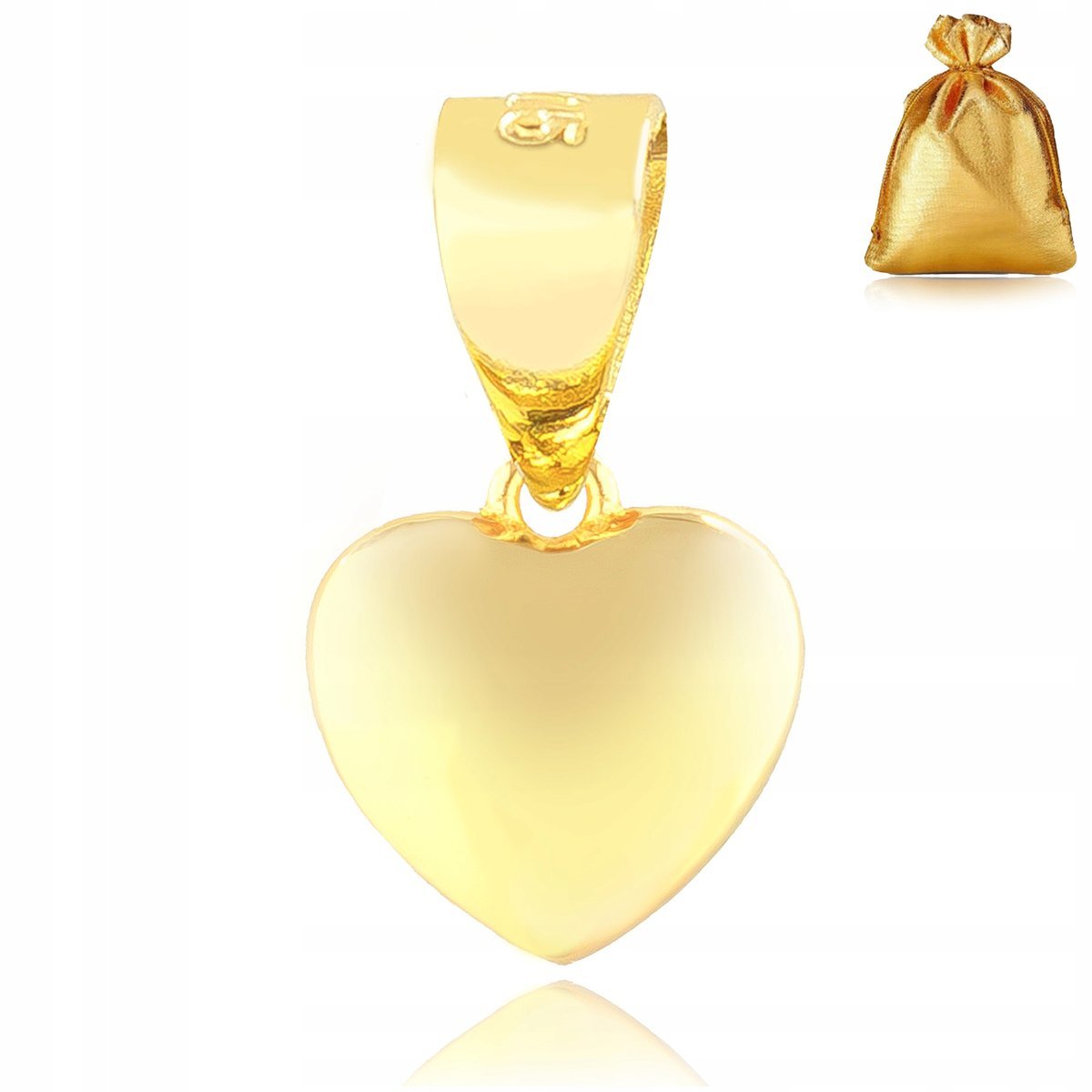 ZŁOTA ZAWIESZKA NA ŁAŃCUSZEK 585 WISIOREK SREBRNY GŁADKIE SERCE CELEBRYTKA
