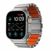 Akcesoria do smartwatchy - Nomad Stratos Band - titanowa bransoleta do Apple Watch 49mm z FKM naturalny titanium, ultra orange FKM - miniaturka - grafika 1
