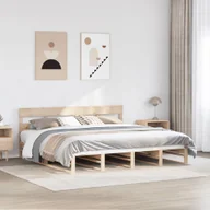 Łóżka - Rama łóżka bez materaca, 200x200 cm, lite drewno sosnowe - miniaturka - grafika 1