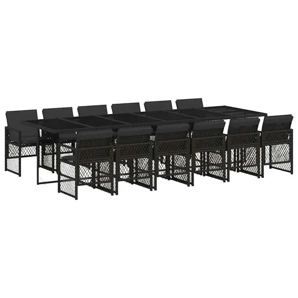 Zestaw mebli ogrodowych rattan PE czarny 330 x 106 x 73 cm, 12 krzeseł 50,