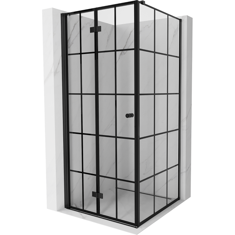 Mexen Mist-F kabina prysznicowa składana lewa 80 x 80 cm, czarna kratka, czarna - 8A6T-080-080-70-77-L