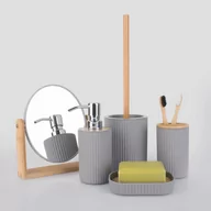 Akcesoria łazienkowe - Komplet łazienkowy Rayon ABS + bambus - miniaturka - grafika 1