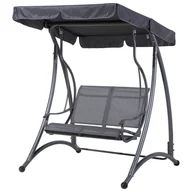 Huśtawki - Beliani Beliani Huśtawka ogrodowa z daszkiem szara TESERO - miniaturka - grafika 1