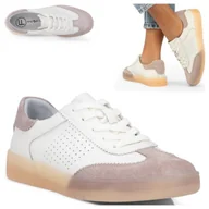 Półbuty damskie - Sneakersy Damskie SKÓRZANE FILIPPO Wygodne Białe sportowe Półbuty płaskie 39 - miniaturka - grafika 1