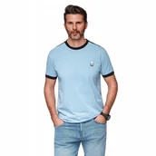 Koszulki męskie - Męski t-shirt z kontrastowymi lampasami jasnoniebieski V3 OM-TSCT-0115 S - miniaturka - grafika 1