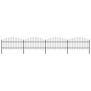 vidaxl Panele ogrodzeniowe z grotami, stal, (1-1,25) x 6,8 m, czarne - Ogrodzenia - miniaturka - grafika 1